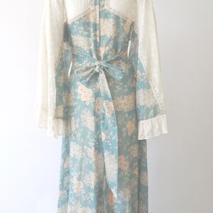 gunne sax lace floral bell sleeve maxi vintage dress