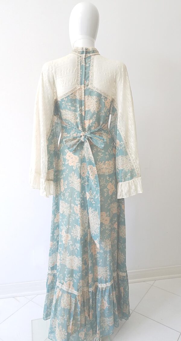 gunne sax lace floral bell sleeve maxi vintage dress