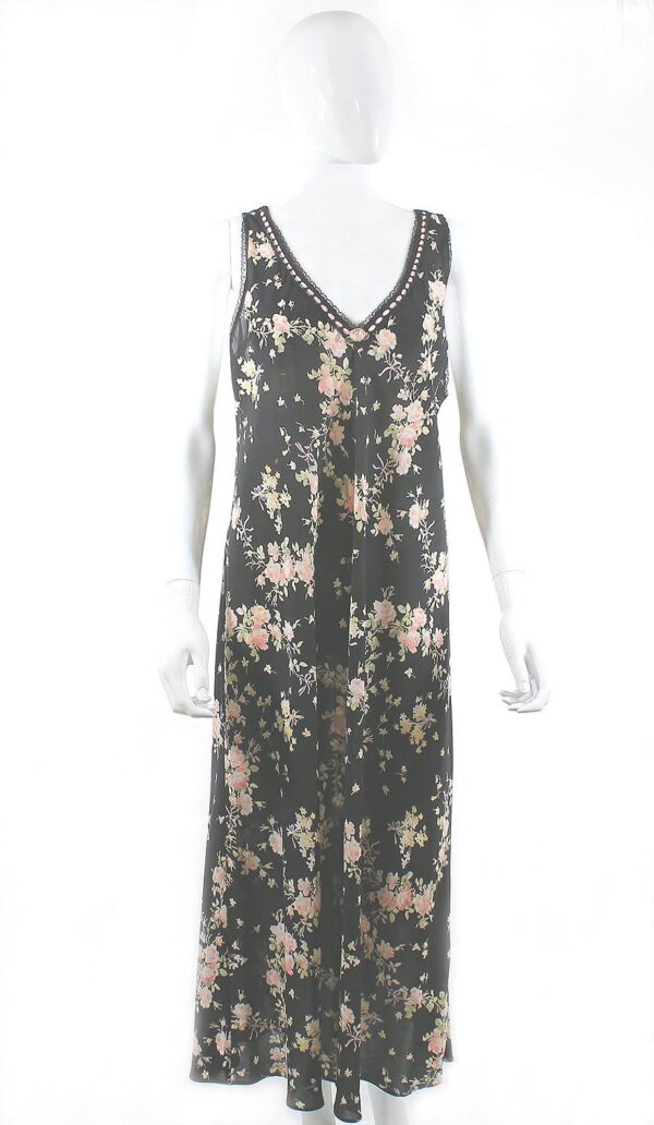 oscar de la renta black floral pink label gown