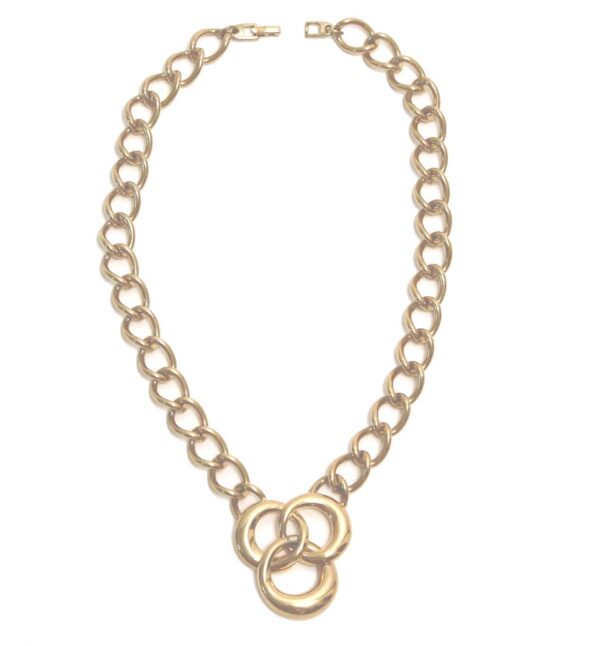 Napier three circle gold tone chain necklace