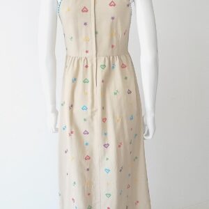 denise are here embroidered flowers & hearts maxi 70s dress