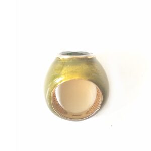 Noir enameled green beveled stone cocktail ring