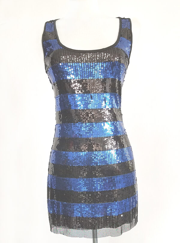 nwt marciano guess blue black stripe sequin dress