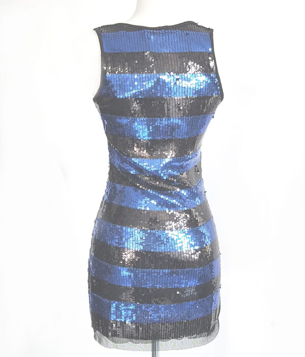 nwt marciano guess blue black stripe sequin dress