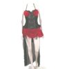 velvet red & black long back mini front costume