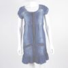 tom tailor blue denim dress zip front & pockets ruffled tail