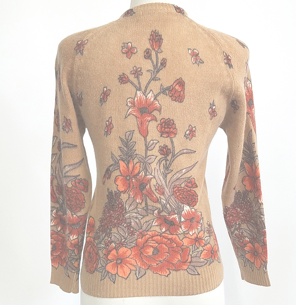 Vintage Mitsukoshi Floral Print Cardigan Sweater Size M