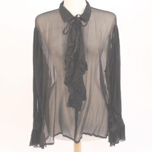 black sheer gypsy ruffled blouse