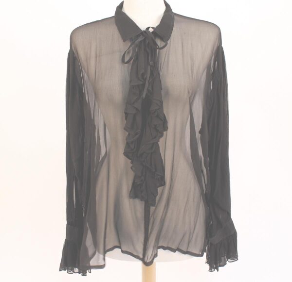 black sheer gypsy ruffled blouse