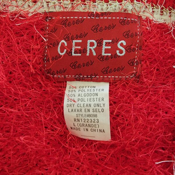 ceres sweater red white string button front