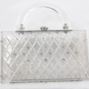 vintage Lucite carved diamond design rhinestone purse