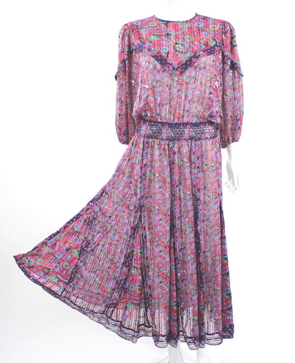 diane freis seqin smock waist vintage dress