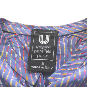 ungaro parallele silk lavender multi colors lines design 70s vintage blouse