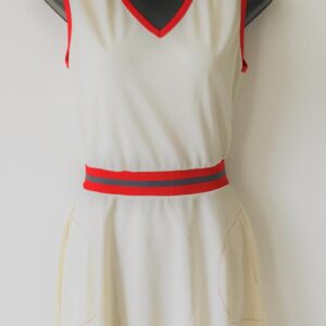 70s carol canaan tennis skater white red trim dress
