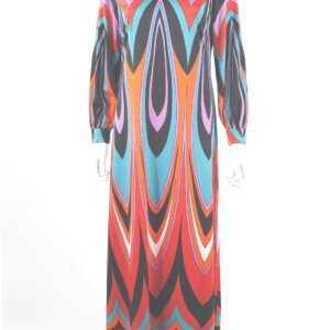 60s maxi cirette california multi color geometric print vintage dress