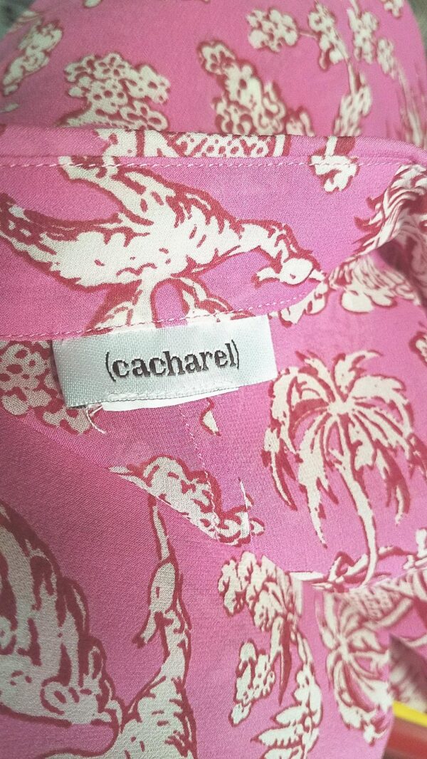 vintage cacharel pink animal tropical print blouse