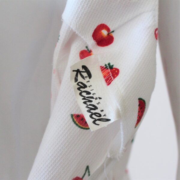 white summer multiple red fruit print dress