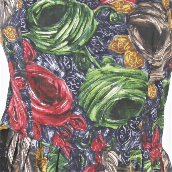 vintage multi color roses print full skirt dress