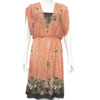 vintage 70s floral print tea tan drop top dress