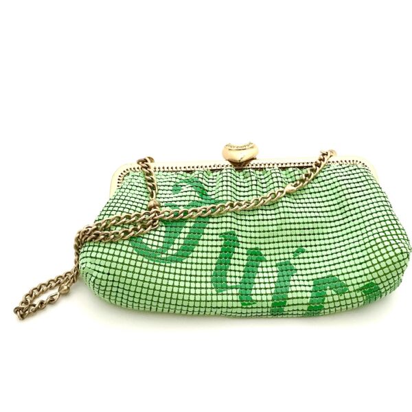 juicy couture green metal mesh clutch bag