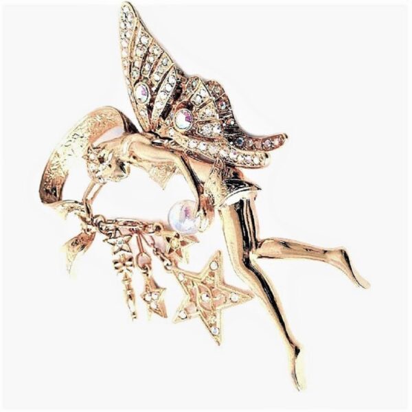 vintage kirk folly crystal charm fairy brooch