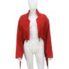 red suede fringe sexy unisex vintage waist jacket