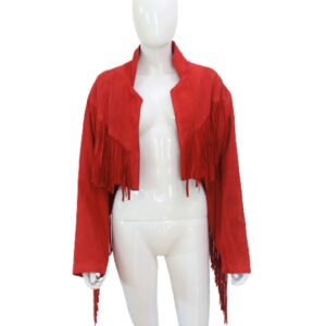 red suede fringe sexy unisex vintage waist jacket