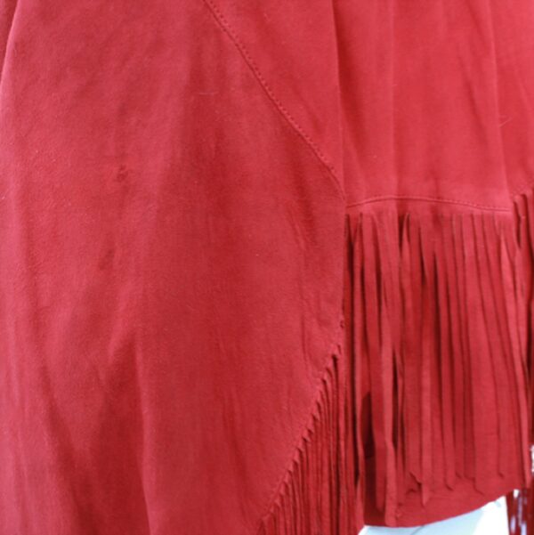 red suede fringe sexy unisex vintage waist jacket