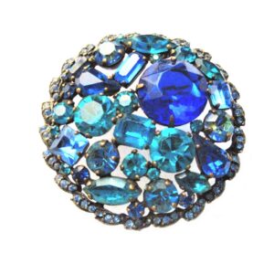 vintage weiss designer multi blue color brooch