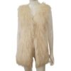 black rivet designer off white shaggy faux fur vest