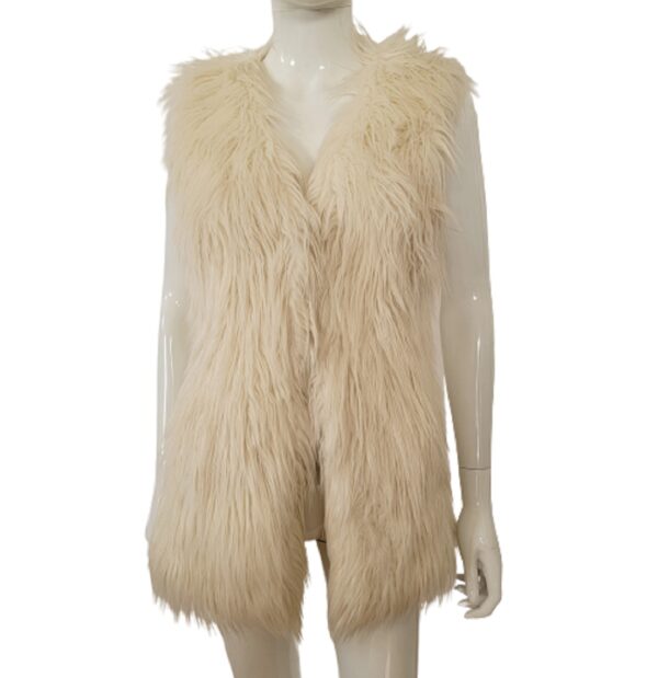 black rivet designer off white shaggy faux fur vest