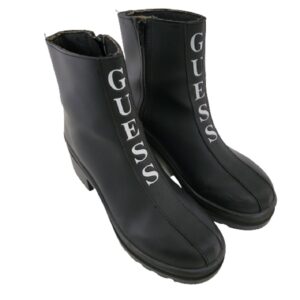 vintage guess black white name logo 90s boots