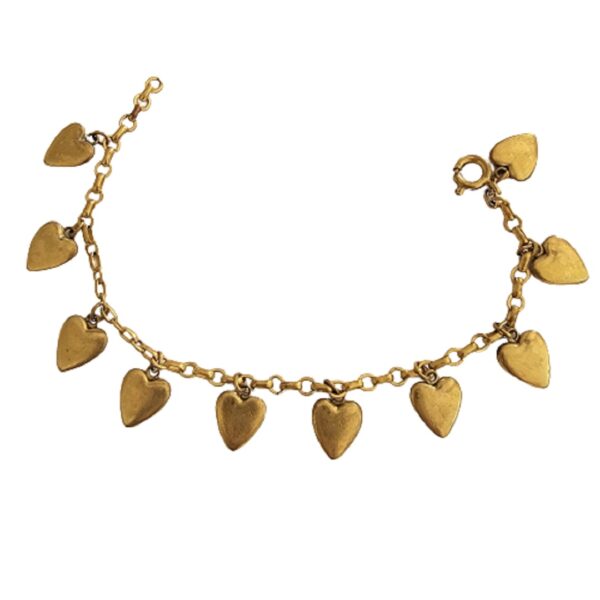 vintage brass hearts charm bracelet