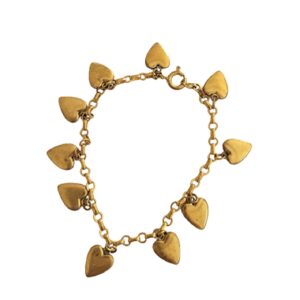 vintage brass hearts charm bracelet