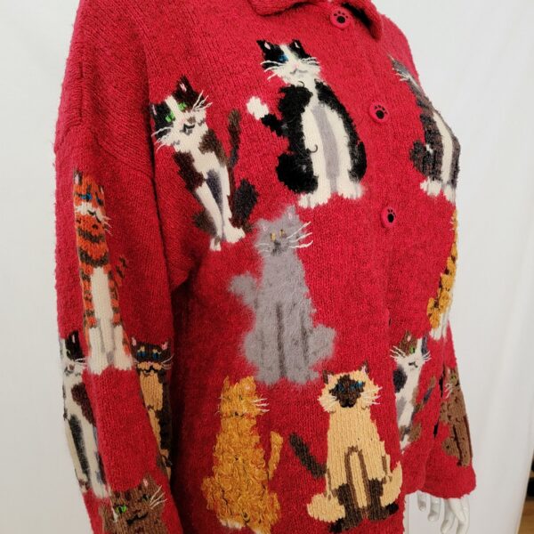 philip & jane gordon cats applique cardigan vintage sweater