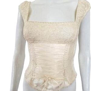 Cadolle Paris lace satin ribbon string up corset