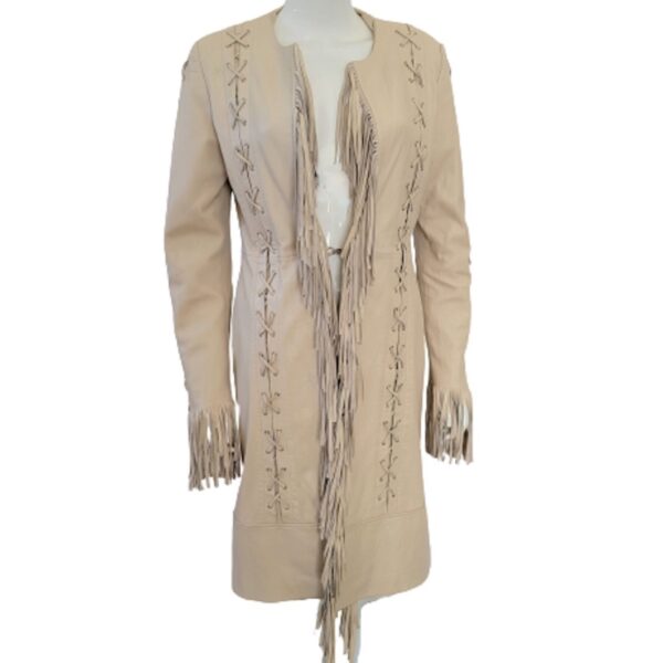 b lucid leather long fringe vintage coat