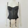 fredericks of hollywood black satin bow garter straps vintage corset