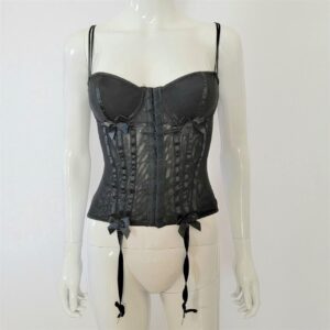 fredericks of hollywood black satin bow garter straps vintage corset