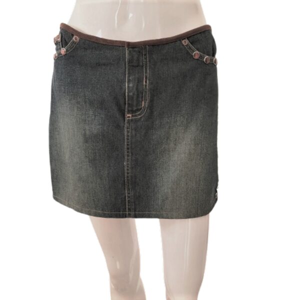 rock &r republic denim stud trim mini skirt