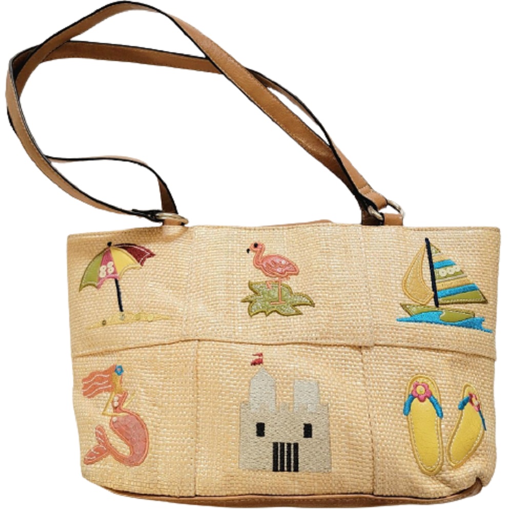 Rosetti Shoulder Bag Purse Rattan Straw & Faux Leather Handbag Purse So  Pretty! | eBay