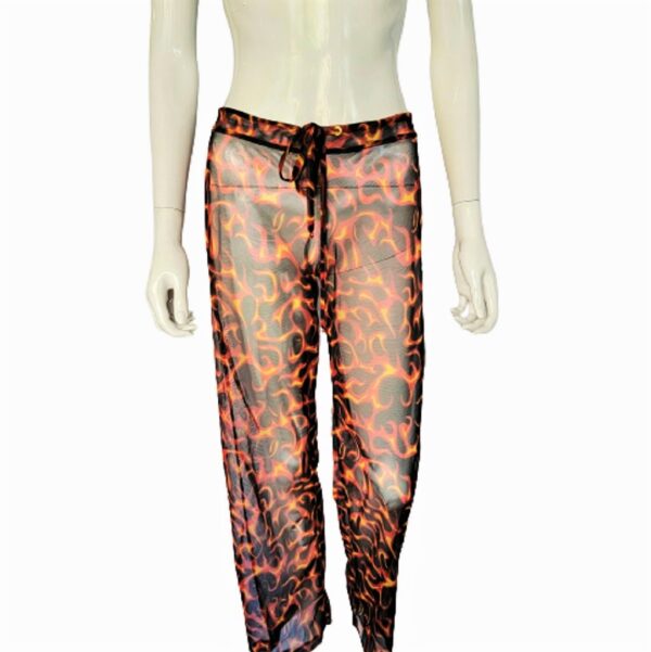 manx santa cruz ca sheer flames pattern drawstring pants