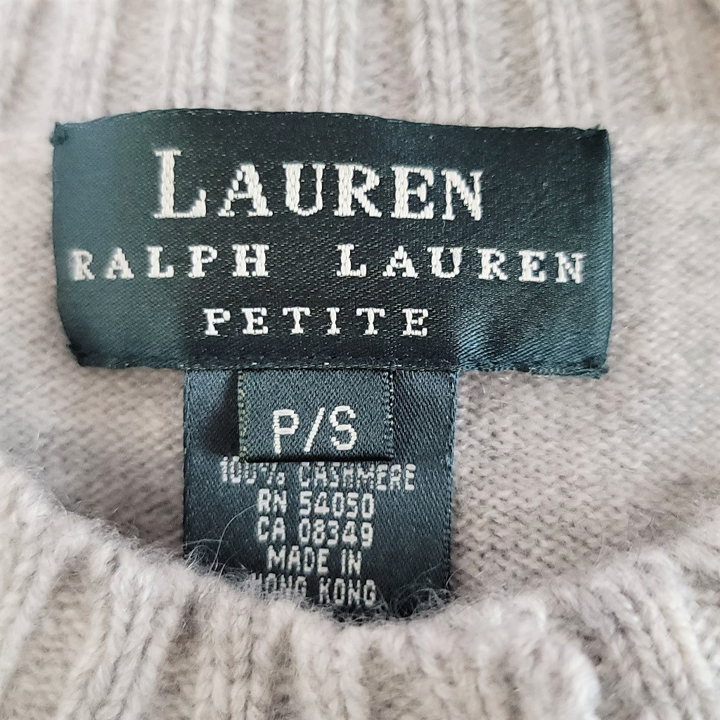 Lauren Ralph Lauren Cashmere Gray Cardigan Sweater Size Petite