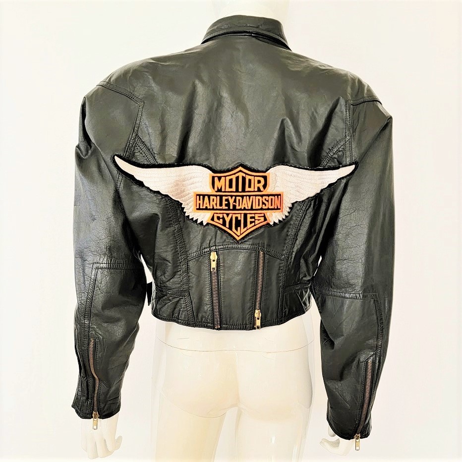 Black vintage Harley Davidson leather jacket