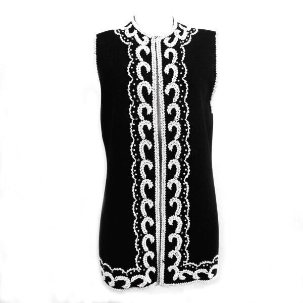 vintage lilli ann paris san francisco white beaded black wool vest