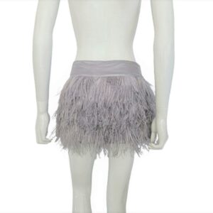 bebe silver gray feather mini skirt