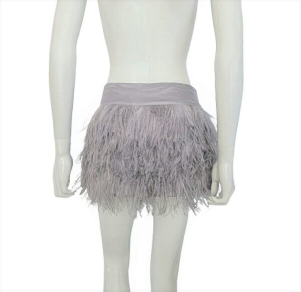 bebe silver gray feather mini skirt