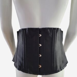 Lace up black satin waist training corset