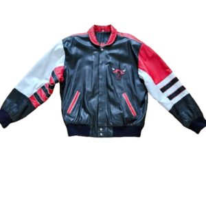 Vintage chicago bulls red white black leather bomberl jacket