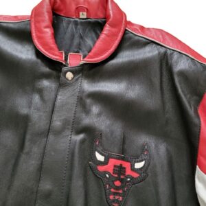 Chicago bulls black, red, white & black leather vintage jacket